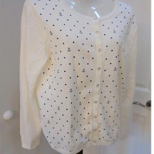 Tommy Hilfiger Anchor Knit Cardigan Sweater Size L Summer Sweater